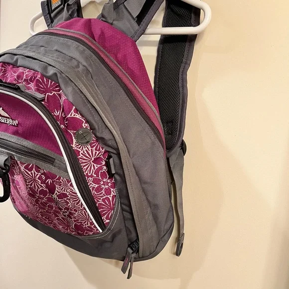 High Sierra Floral Printed Pink and Gray Women's Backpack - Picture 2 of 9